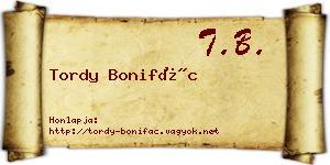 Tordy Bonifác névjegykártya